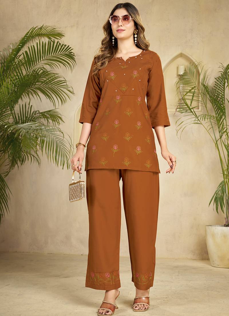 Coffee heavy rayon co-ords set
