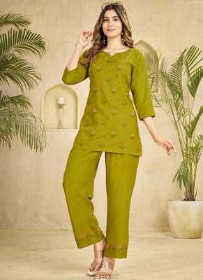 Mehendi heavy rayon co-ords set 1