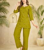 Mehendi heavy rayon co-ords set