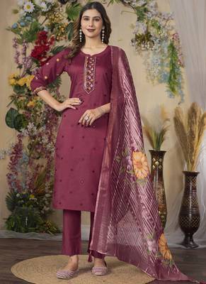 Cerisw roman silk kurti pant dupatta set 1
