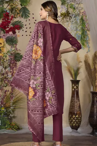 Cerisw roman silk kurti pant dupatta set