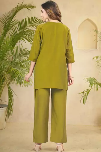 Mehendi heavy rayon co-ords set