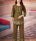 Mehendi heavy rayon co-ords set