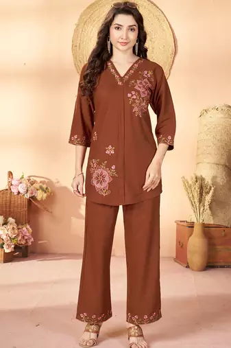 Coffee heavy rayon co-ords set