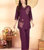Wine heavy rayon co-ords set