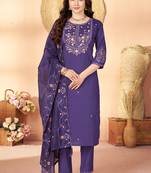 Violet marina silk kurti pent dupatta