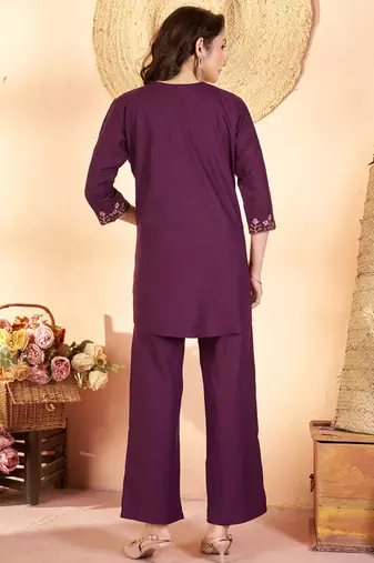 Wine heavy rayon co-ords set