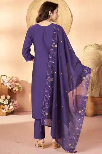 Violet marina silk kurti pent dupatta