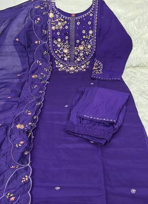 Violet marina silk kurti pent dupatta 4