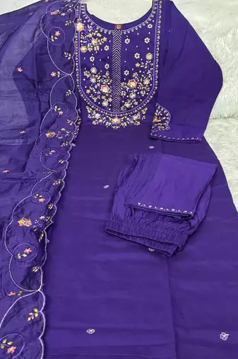 Violet marina silk kurti pent dupatta