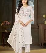 White marina silk kurti pent dupatta
