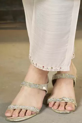 White marina silk kurti pent dupatta