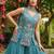 Firoji blue heavy embroidered cosmos silk kurta sharara set with beads work and dupatta