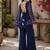 Blue embroidered georgette kurta palazzo set