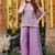 Lavender embroidered chinon kurta pant set with embroidered chinon dupatta