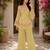 Yellow embroidered georgette kurta palazzo set