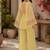 Yellow embroidered georgette kurta palazzo set
