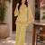 Yellow embroidered georgette kurta palazzo set