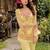 Yellow embroidered georgette kurta palazzo set