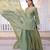 Pista green embroidered cp vichitra silk kurta palazzo set with embroidered dupatta