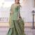Pista green embroidered cp vichitra silk kurta palazzo set with embroidered dupatta