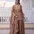 Peach embroidered cp vichitra silk kurta palazzo set with embroidered dupatta