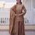 Peach embroidered cp vichitra silk kurta palazzo set with embroidered dupatta