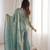 Blue embroidered fandy silk salwar suit with beads work and dupatta