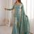 Blue embroidered fandy silk salwar suit with beads work and dupatta