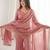 Peach embroidered fandy silk salwar suit with beads work and dupatta