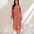 Pink embroidered french crepe kurta pant set