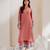Pink embroidered french crepe kurta pant set