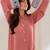 Pink embroidered french crepe kurta pant set