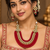 Red kundan bead layered necklace set