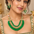 Green kundan bead layered necklace set