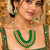Green kundan charm statement necklace set