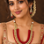 Red kundan charm statement necklace set