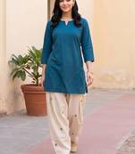 women ethnic motifs regular cotton kurti with patiala
