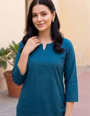 women ethnic motifs regular cotton kurti with patiala 2