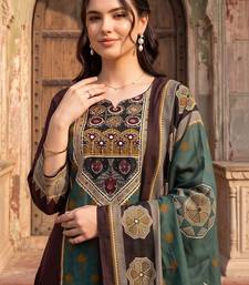 women ethnic motifs printed regular cotton kurta with trousers & with dupatta