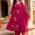 women ethnic motifs embroidered regular thread work kurta with trousers & with dupatta