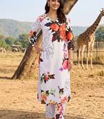 women floral printed regular kurta with trousers