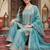women ethnic motifs embroidered regular thread work kurta with palazzos & with dupatta