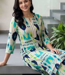 women printed regular cotton kurta with trousers