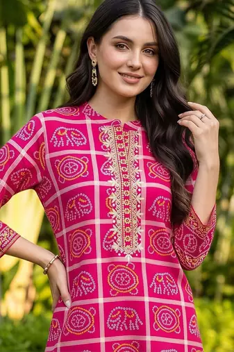 women ethnic motifs printed regular cotton kurta with trousers
