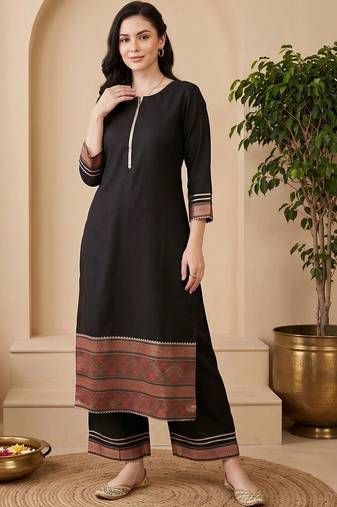 women ethnic motifs regular liva kurta with palazzos