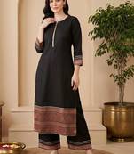 women ethnic motifs regular liva kurta with palazzos