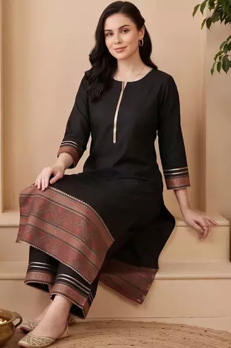 women ethnic motifs regular liva kurta with palazzos