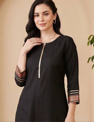 women ethnic motifs regular liva kurta with palazzos 6