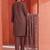 women ethnic motifs embroidered regular thread work kurta with trousers & with dupatta